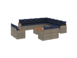 Maison Exclusive - Conjunto De Sofá De Jardín De 14 Piezas Con Cojines, Poliratán Gris