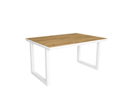 Mesa de Comedor - 6 Comensales - 140 - Robusta y estable gracias a su estructura,patas macizas - Roble y Borde blanco - Estilo Industrial DUERMETE ONLINE