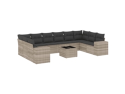 Maison Exclusive - Set De Sofás De Jardín 11 Pzas Y Cojines Ratán Sintético Gris