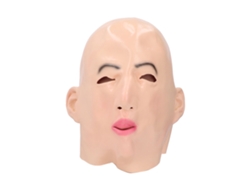 Máscara de látex realista con rostro femenino y ojos para cosplay y travestismo.