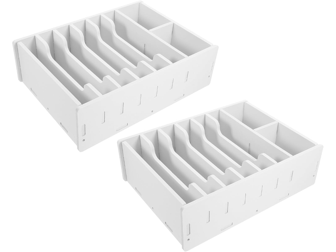 Organizador De Billetes Blanco De 2 Piezas Con 8 Compartimentos Y Separadores De Material Compuesto Extraíbles.