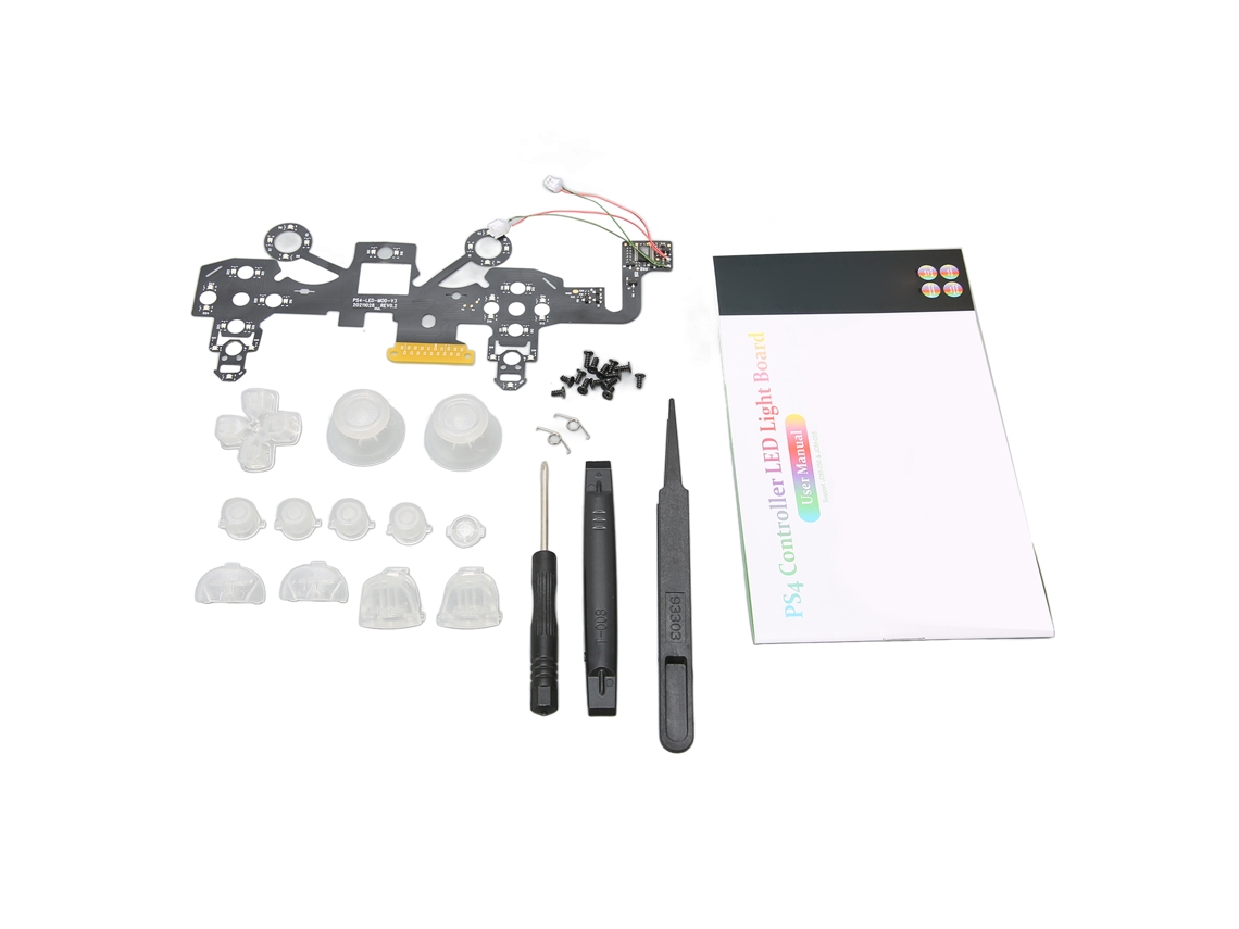 Kit de botones LED con panel D iluminado para mando de PS4, 8 colores, 19 modos