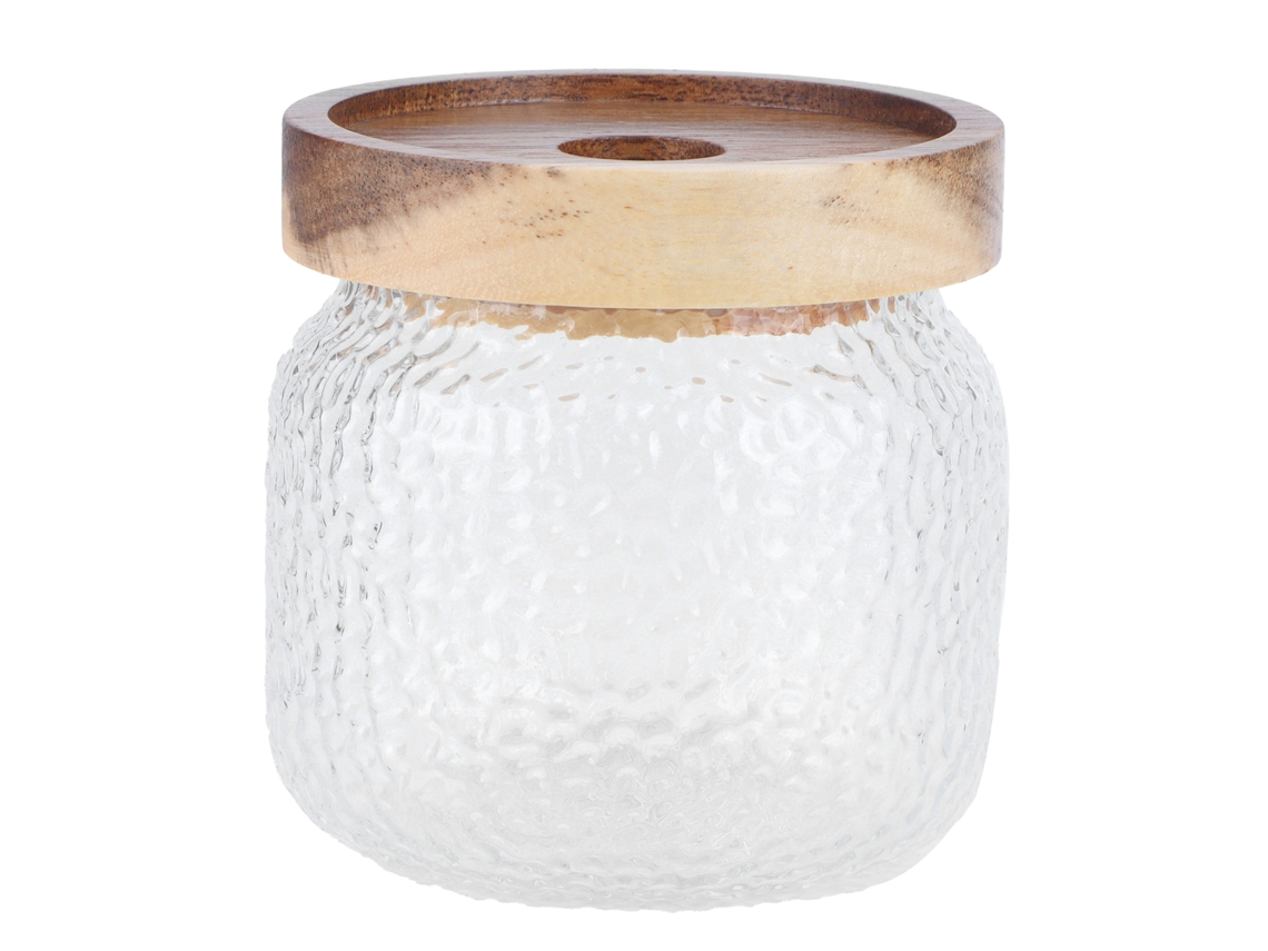 Botella de almacenamiento de vidrio de 300 ml con tapa de madera KOFIHETY