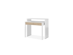 Mesa de escritorio extensible Bureau Blanco Artik (Blanco Mate) - Roble Canadian 98,5 x 87,5 x 36–66 cm