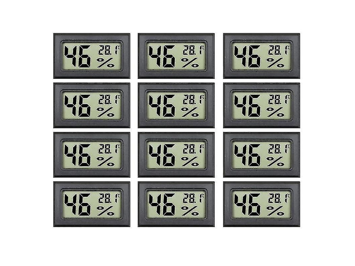 Paquete De 12 Mini Medidores Digitales Electrónicos De Temperatura Y Humedad Para Interiores, Termómetros E Higrómetros Con Pantalla Lcd En Grados Celsius.