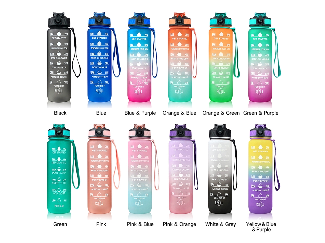 Botella De Agua Motivacional De 1 Litro Con Bolígrafo Y Temporizador A Prueba De Fugas Para Gimnasio, Entrenamiento, Correr Y Ciclismo.