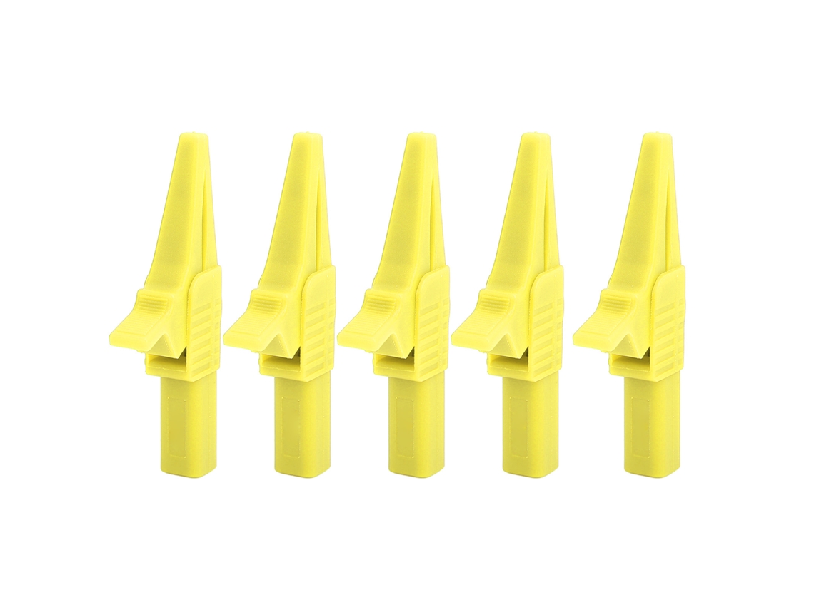 5 Pinzas De Seguridad J.60039 Con Conector De 4 Mm Para Instrumentos Electrónicos, Color Amarillo.