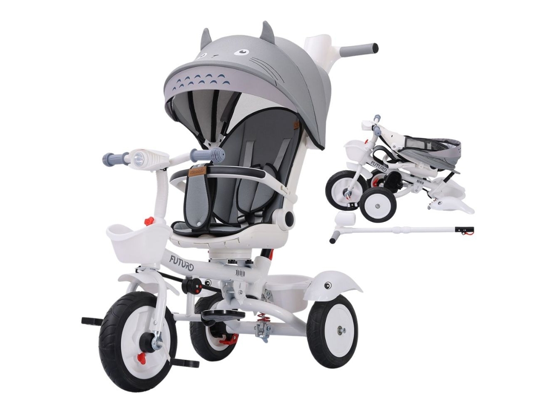 Triciclo Plegable Con Sillín Giratorio 360  Y Capota Futuro De Chipolino - Grey
