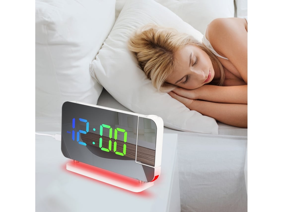 2026-reloj Electrónico Led Rgb Con Proyección Giratoria 360°, Luz Nocturna Colorida Y Base De Luz Ambiente Multifuncional
