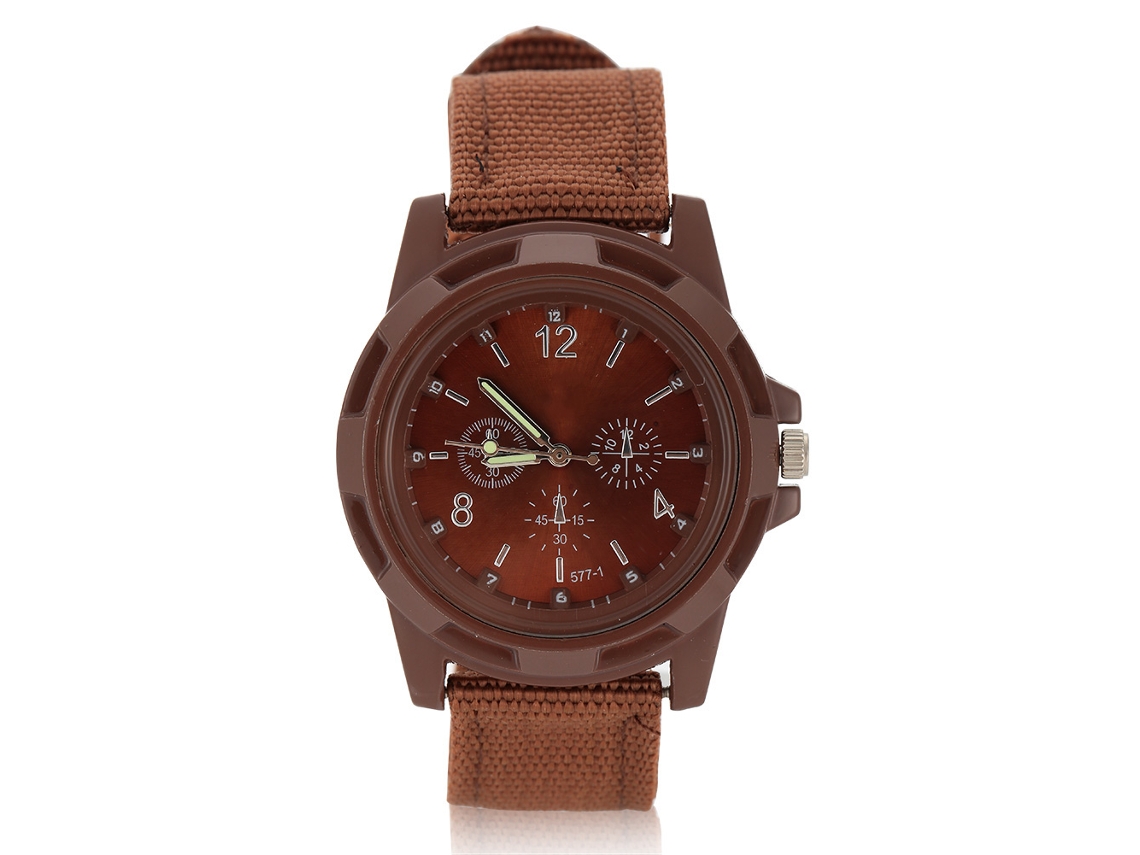 Reloj De Pulsera Electrónico Analógico Militar De Nailon Color Café