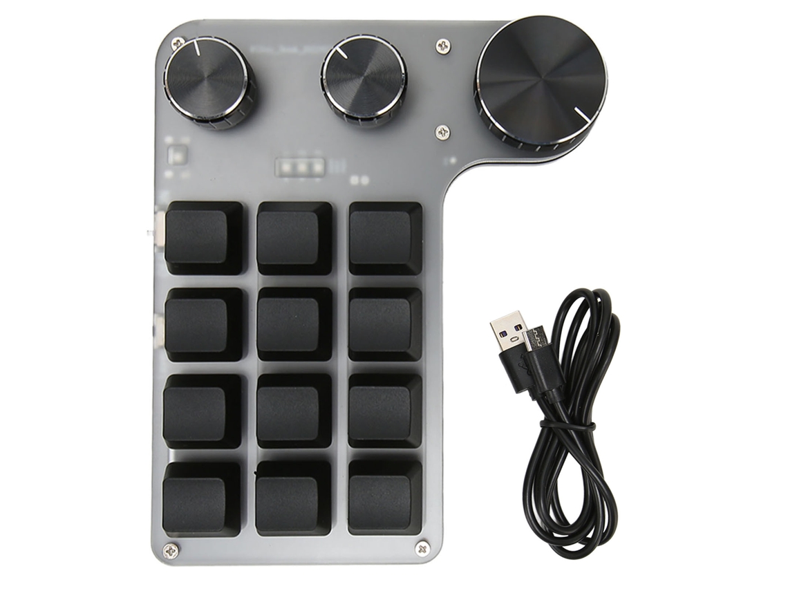 Teclado mecánico para juegos, 12 teclas, 3 perillas