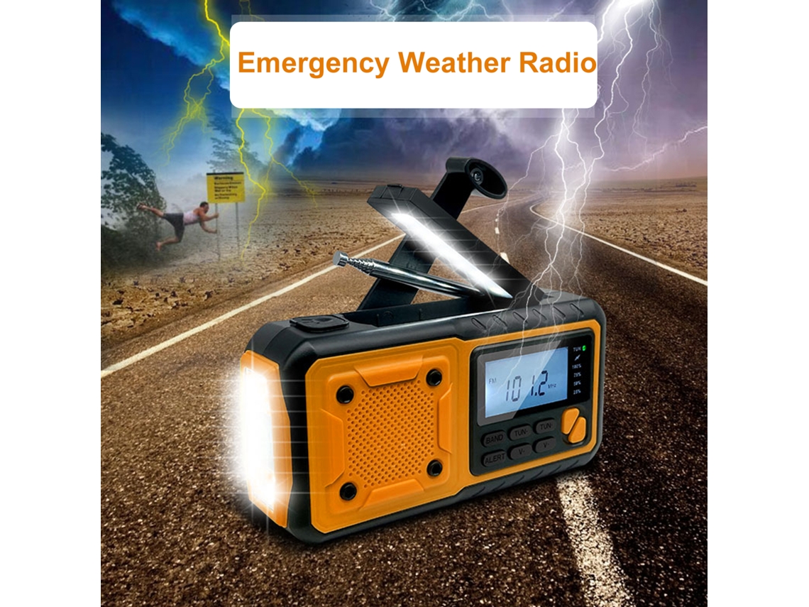 2026-radio De Emergencia Meteorológica Solar Con Manivela Radio Fm Am Wb Linterna Lampara Sos Alarma Batería 4000mah
