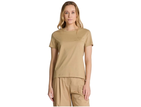 Camiseta de Mujer GANT Corta Reg Tonal Shield Marrón (M)