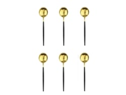 Juego de 6 cucharas pequeñas de acero inoxidable MDUG en negro y dorado (negro y dorado)