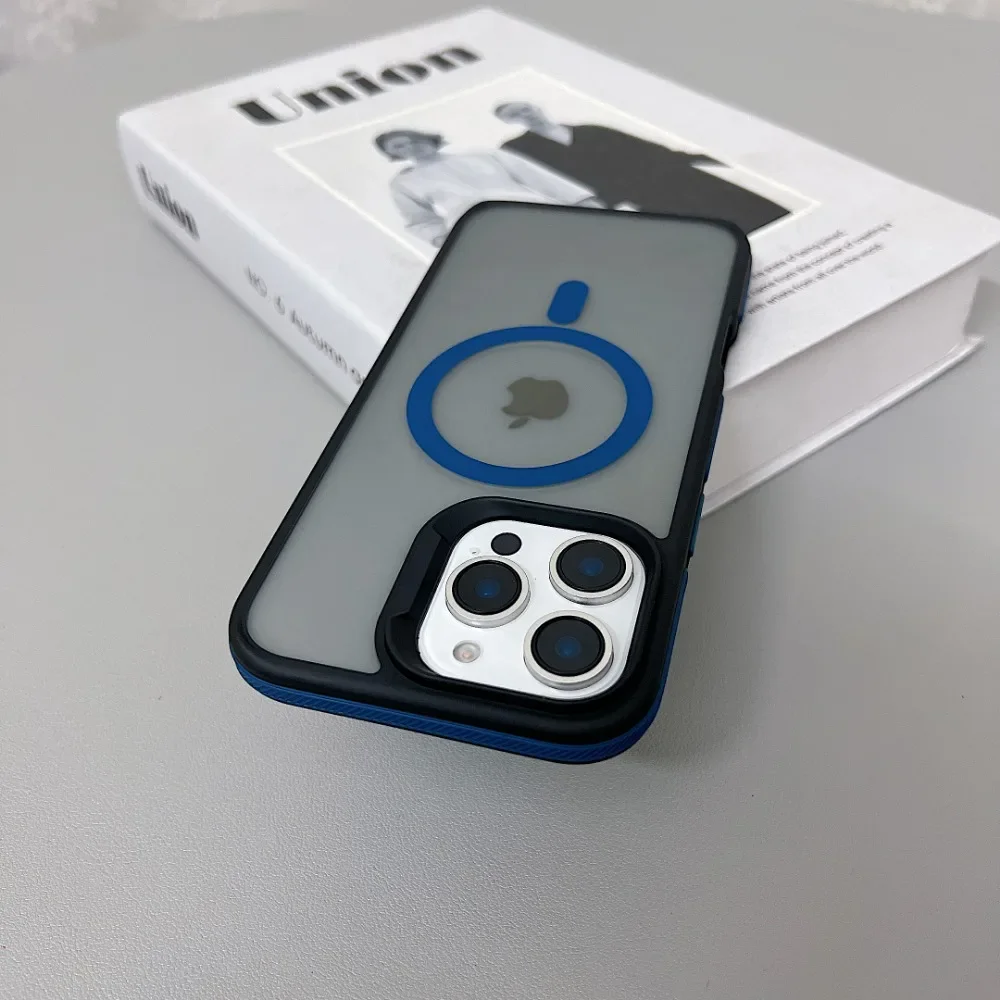 (iphone 14, Azul) Funda Mate Translúcida A Prueba De Golpes Para Iphone, Compatible Con Carga Inalámbrica Magsafe.