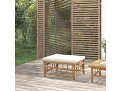 Reposapiés de jardín de bambú con cojín blanco crema Wsd41786 Lovely Home
