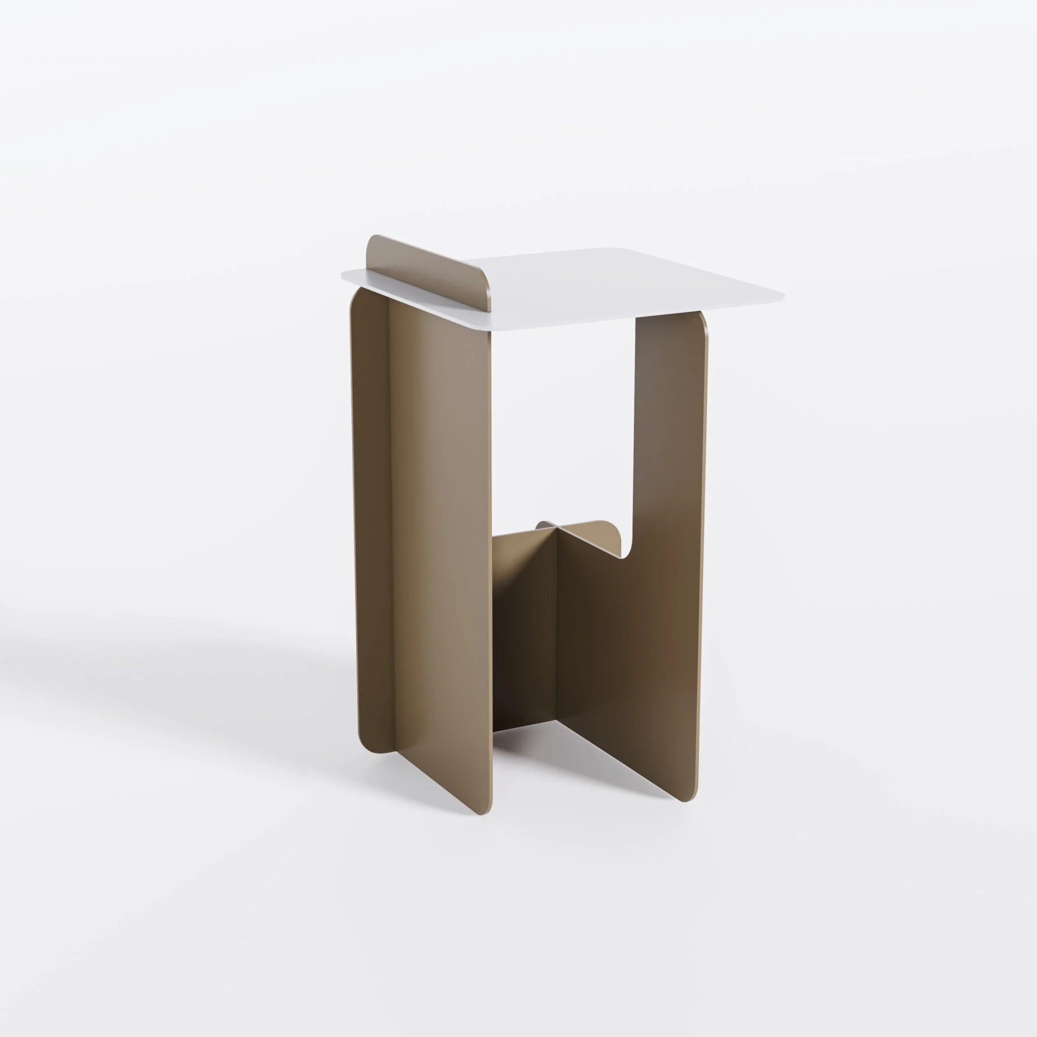 Mesa auxiliar alta metal crema BPLAN 35 x 35 x 57 cm