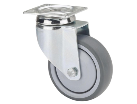 Rueda giratora placa 300-100-1 cp poliamix-goma gris eje bolas ALEX