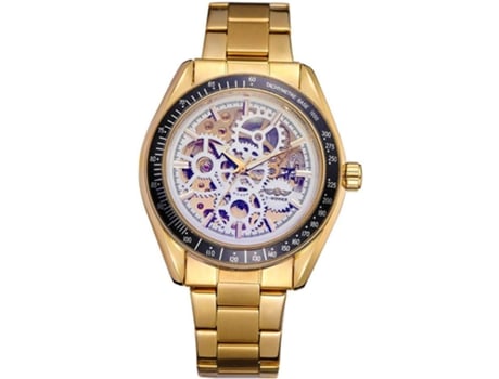 VEANXIN Reloj esqueleto Reloj de pulsera Tourbillon de acero inoxidable para hombre-Oro blanco