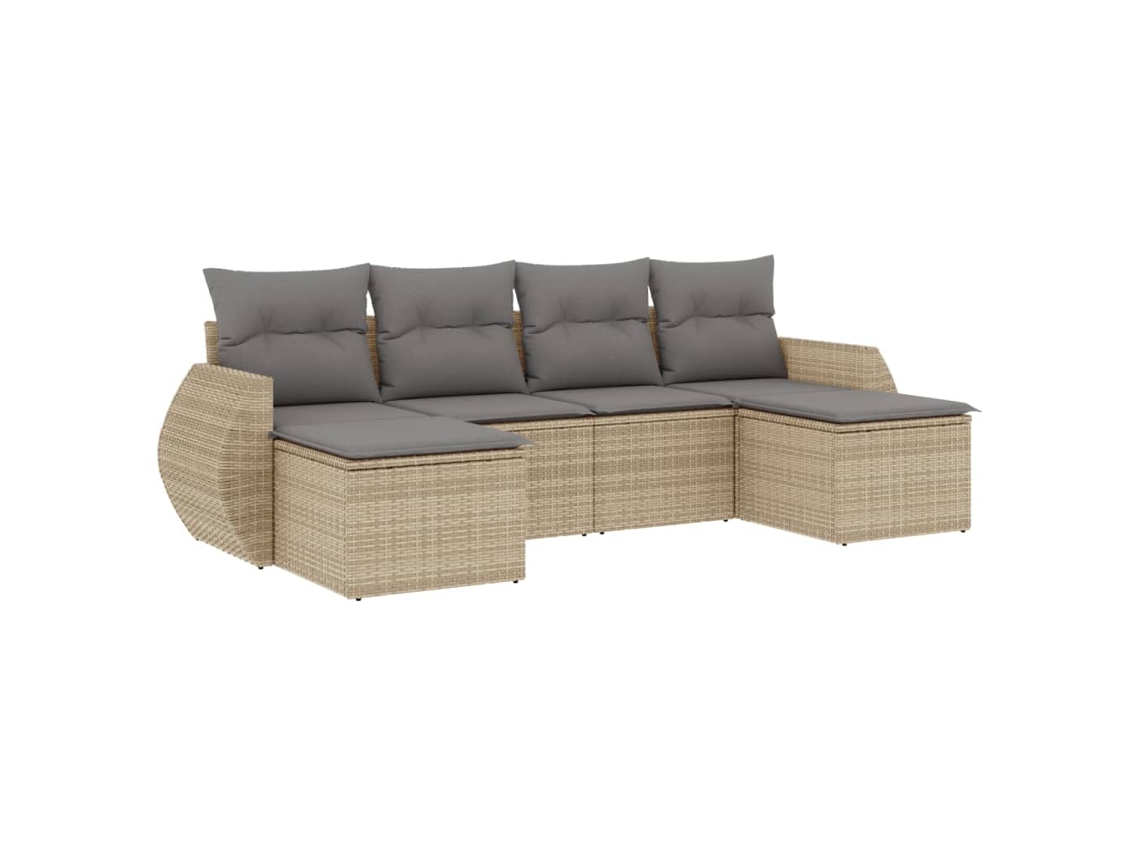 Maison Exclusive - Juego De Sofás Jardín Con Cojines 6 Pzas Ratán Sintético Beige