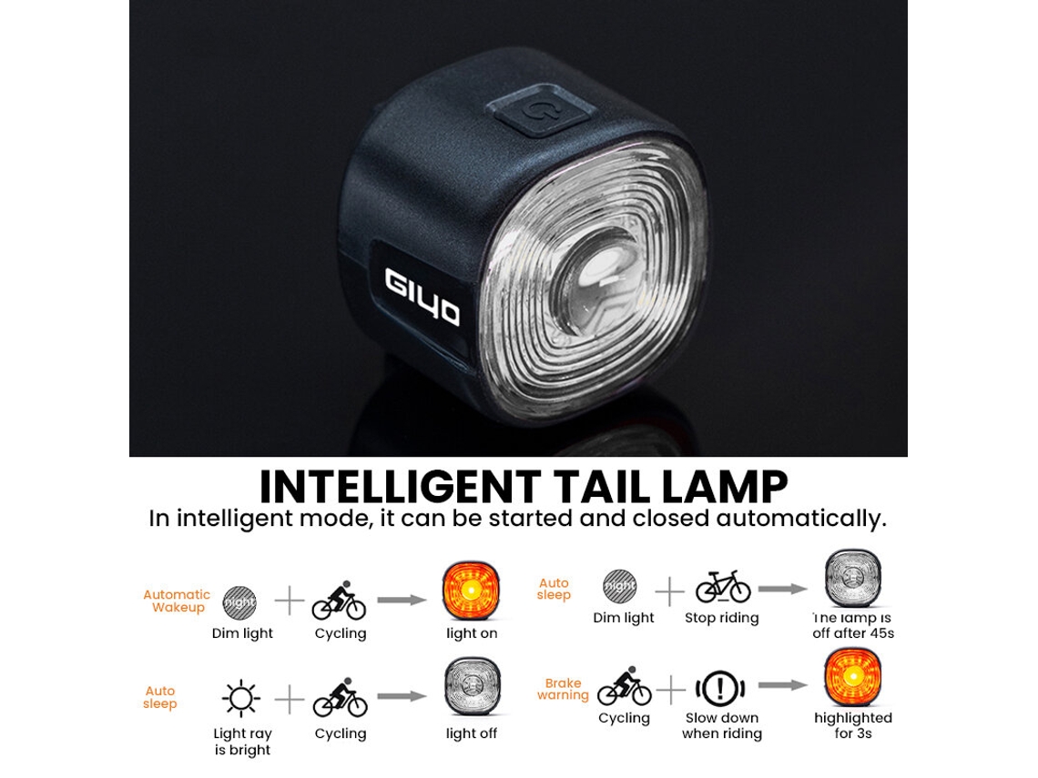 Gl09 Rgbgiyo Luz Trasera Bicicleta Rgb Sensor Freno Inteligente Resistente Agua Intermitente Advertencia Carga Usb Mtb Seguridad