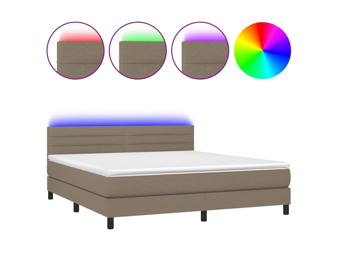 Maison Exclusive - Cama Box Spring Colchón Y Luces Led Tela Gris Taupe 180x200 Cm