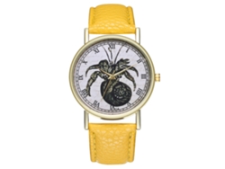 Reloj De Pulsera Unisex Zhoulianfa De Piel Sintética, Cuarzo Con Números Romanos, Estilo Casual, Color Amarillo.