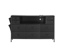 Cómoda de tela Succebuy de 10 cajones con luz LED, color negro