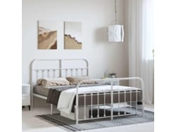 Estructura Cama Sin Colchón Con Estribo Metal Blanco 150x200 Cm