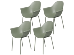 4 Sillas De Jardín Con Reposabrazos De Plástico Y Metal, De Color Verde, Con Capacidad Para 120 Kg.