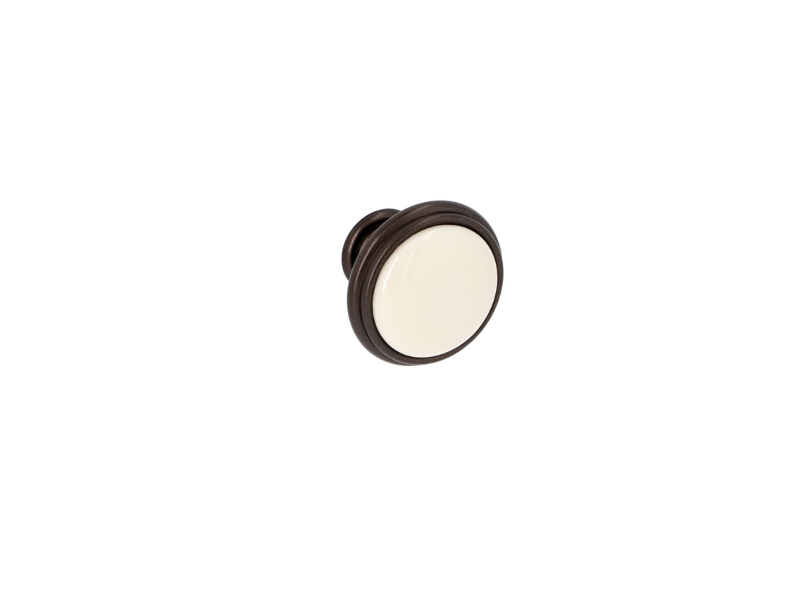 Pomo Para Muebles De Zamac Y Porcelana Diámetro 35 Mm Aluminio Marrón Lote De 6mm