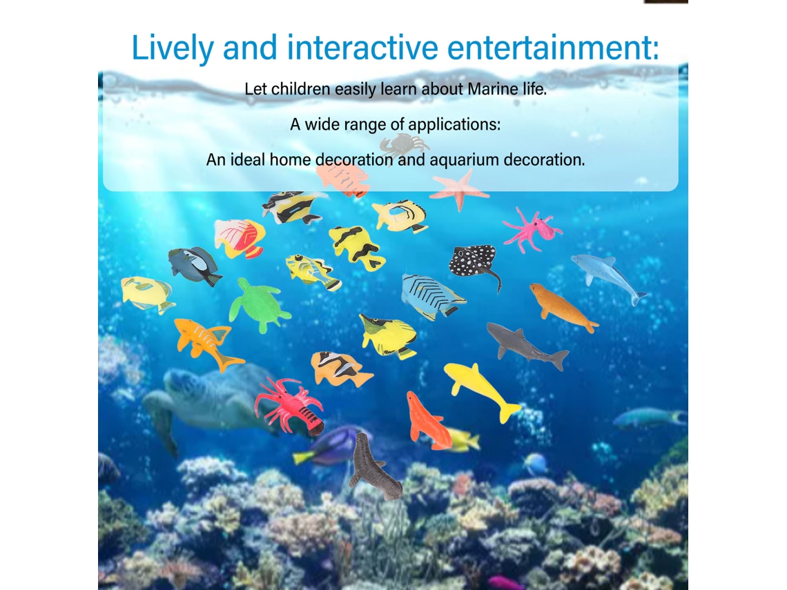 Juego De 24 Juguetes Educativos De Pvc Con Forma De Peces Tropicales Y Animales Marinos.