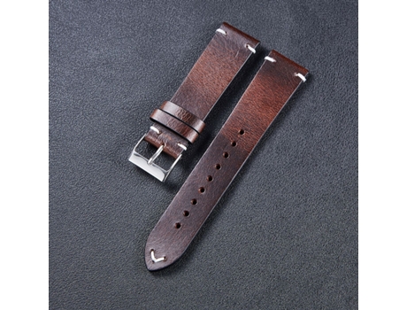 HB001 Correa de reloj inteligente universal que cambia de color de cuero con cera de aceite retro, Talla: 18 mm (marrón oscuro)