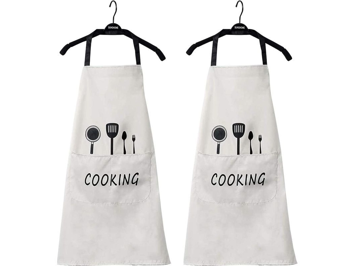 2026da-delantales De Cocina Impermeables Para Mujer Y Hombre Talla Única Con Bolsillo Paquete De 2 Beige