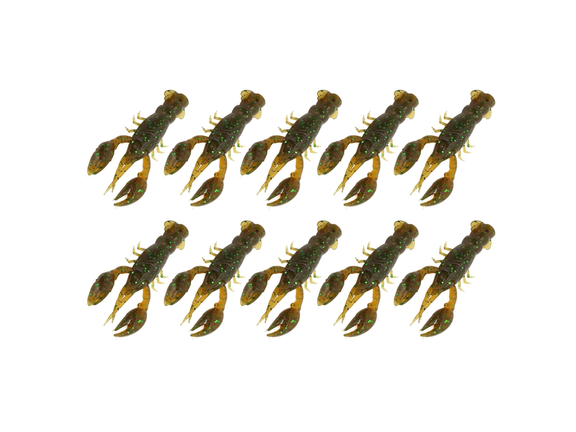 10pcs Isca Artificial De Camarão Mole Pvc Para Pesca De Peixes Bass Crawdad Bait Verde