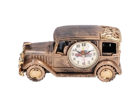 HURRISE Reloj despertador de coche retro multifuncional con portalápices y esfera grande