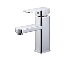 Grifo para lavabo de baño, montaje sobre encimera, color plateado