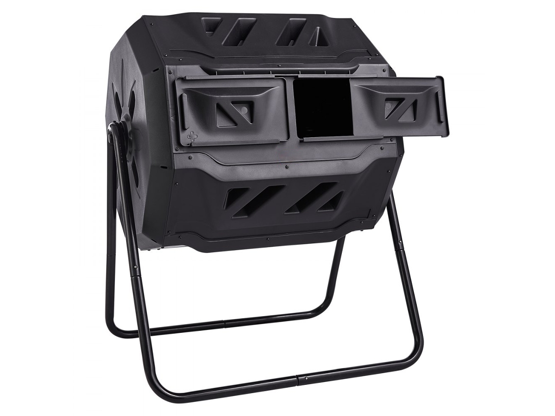 Compostador Rotativo de 162L con 2 Cámaras, Sistema Automático de Mezcla y Fácil Montaje Tekmaquinas
