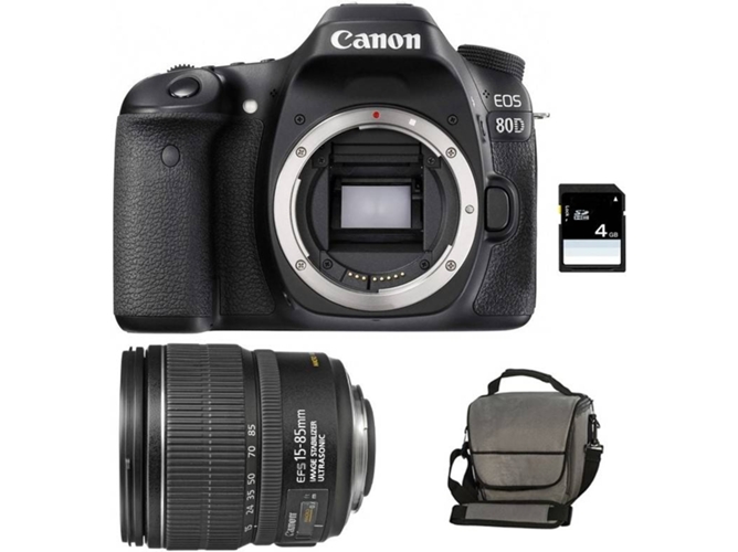 Kit Cámara Réflex CANON EOS 80D + 15-85 IS + Bolsa + SD 4Go