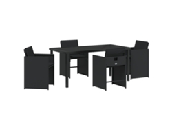 Conjunto 5 De Comedor De Jardín De Vidaxl  Con Cojines Negro Poliratán