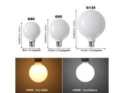 Bombilla LED grande E27, bajo consumo, Mdug (blanco cálido G95)