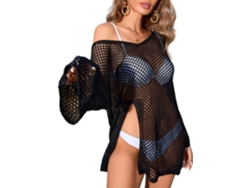 Vestido De Playa De Punto Calado Para Mujer Con Mangas Largas Para Piscina, Playa, Fiesta, Crochet