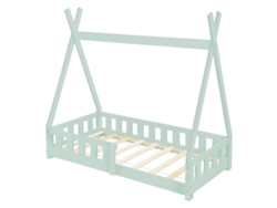 Cama infantil tipi ML-Design 70x140 cm color menta con protección anticaída y somier