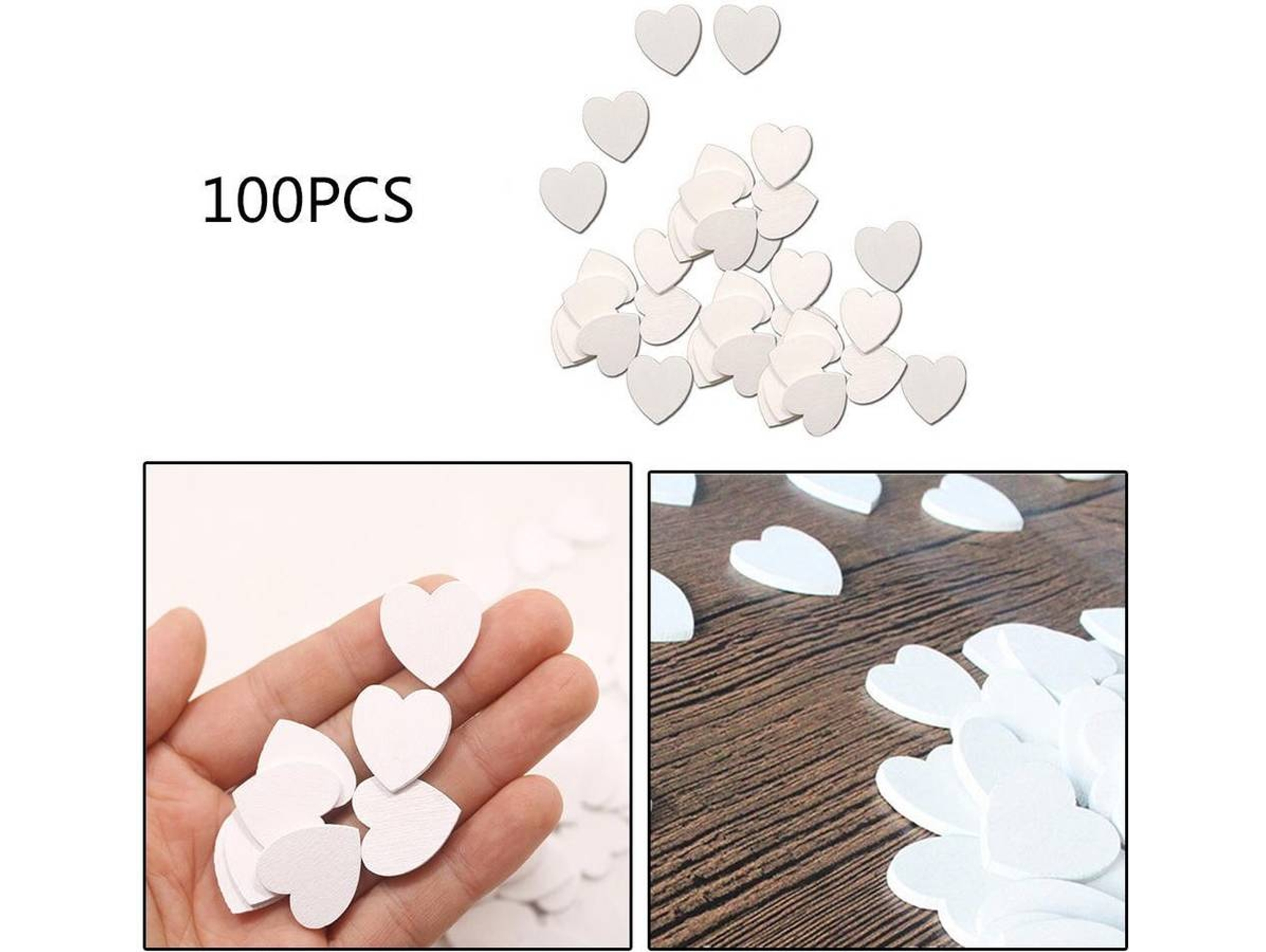 100 Corazones Miniatura Madera HEAN Blancos