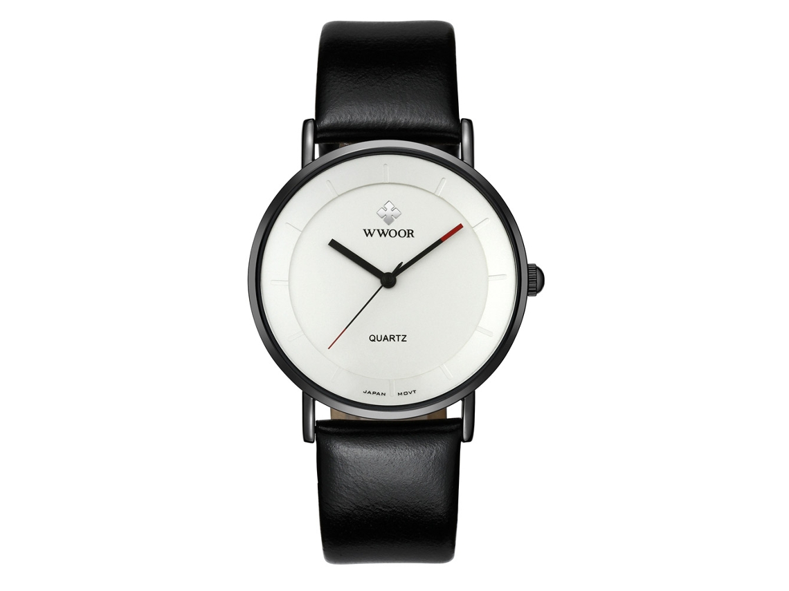 Reloj De Pulsera Casual Para Hombre Wwoor Analógico De Acero Inoxidable Cuarzo Con Correa Pu