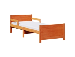 Syfax™ Marco De Cama Con Colchón Extensible Marrón 80 X 200 Cm