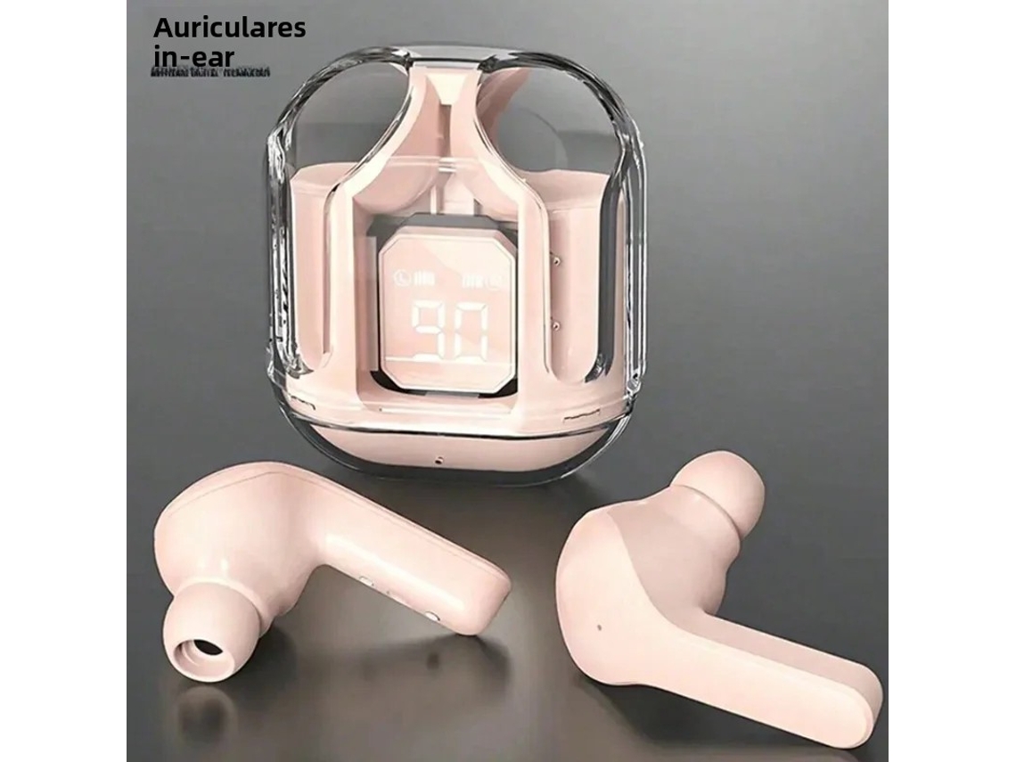 Fones de Ouvido Sem Fio com Visor de Led, Cancelamento de Ruído e À Prova D'água. MDUG (na Cor Rosa)