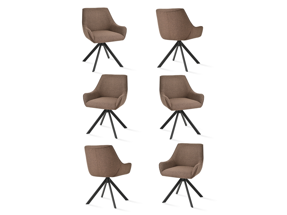 Sillas De Comedor Goeurvant 1178(pack De 6, Marrón Moca, Tela)
