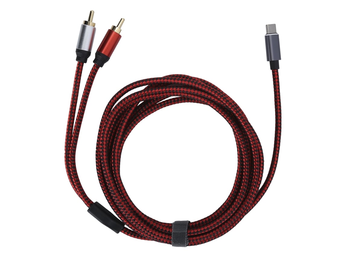Cabo De Áudio Type-c Macho Para 2rca Macho Com Platina De Ouro Para Celular Tablet Laptop 3m