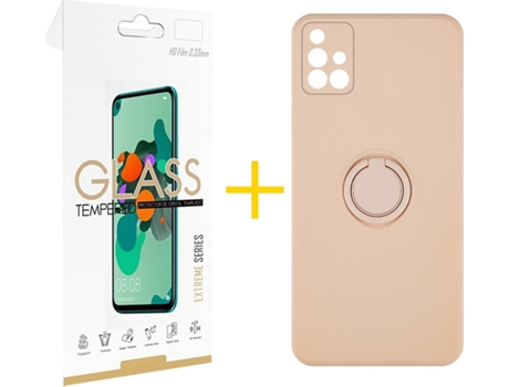 Carcasa + Protector de Pantalla para Samsung Galaxy A71 SKYHE Rosa Pastel